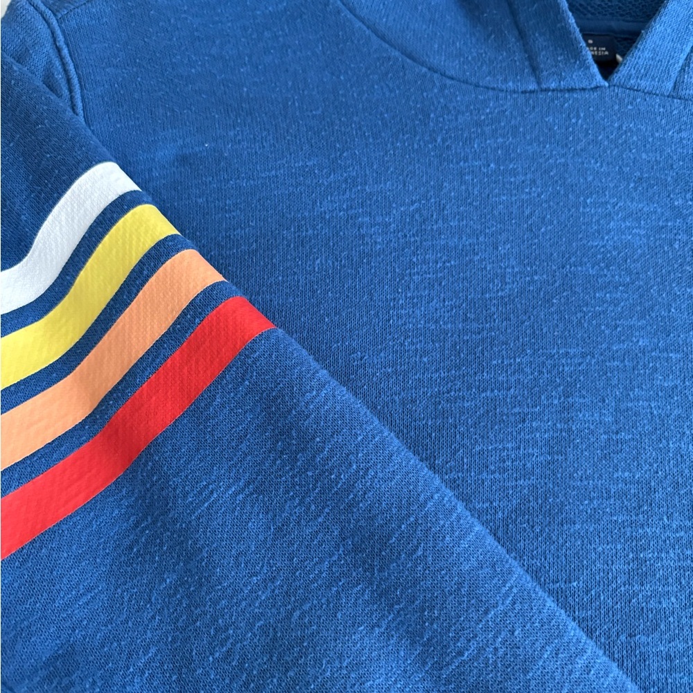 Janie & Jack Blue Hoodie and Jogger shorts Set with Striped Accents - Picture 2 of 4